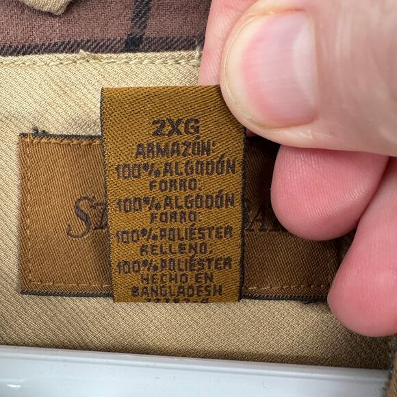 St. Johns Bay Flannel Lined Chore Jacket Men's XXL Tan Beige Outdoor Corduroy - Picture 9 of 14